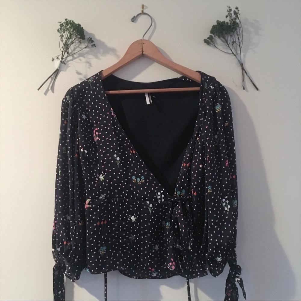 Topshop Floral Wrap Top